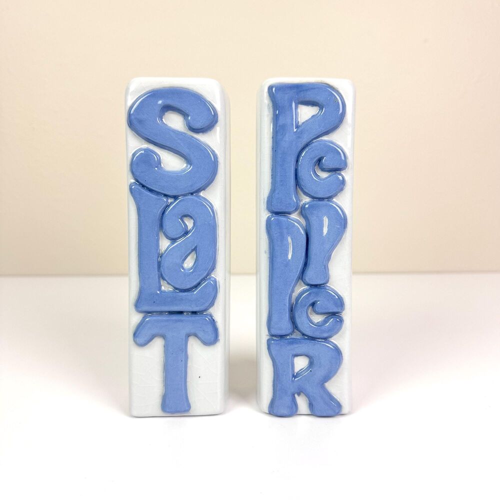 Vintage Handmade Ceramic Salt & Pepper Shakers / Funky Retro Kitchen Decor